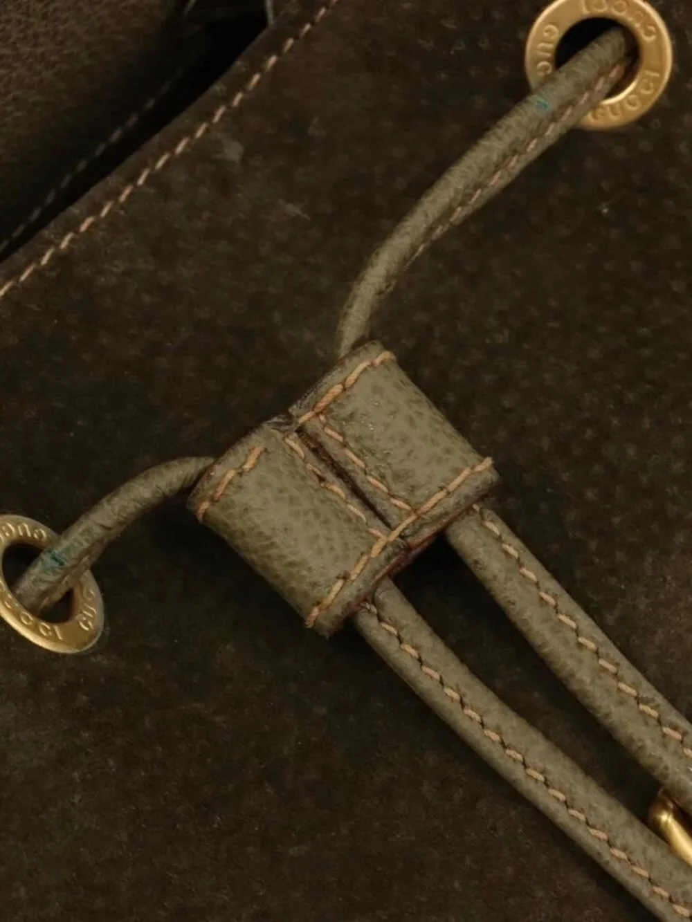 GUCCI Backpack Suede Khaki Gold 003 2058 0016 Auth 184537A